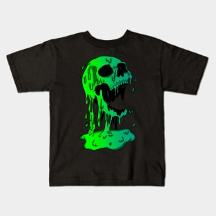 Green Melting Skull Kids T-Shirt